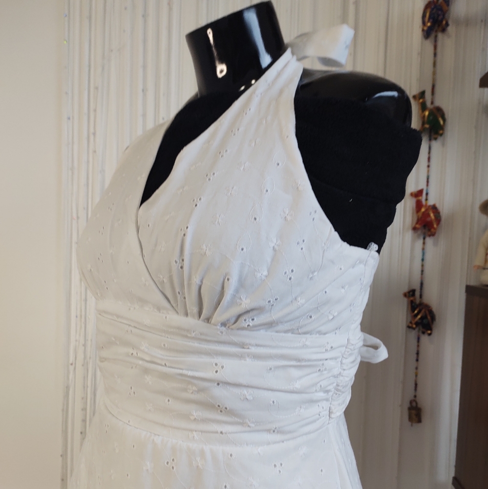 Vintage White Tie Neck + Waist Sundress